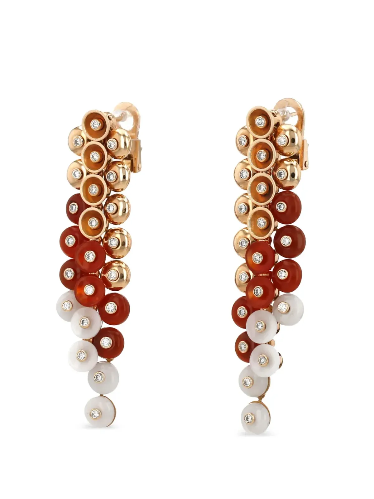 Van Cleef & Arpels Vintage 18Kローズゴールド マルチストーン ボタン・ドール イヤリング - 画像4