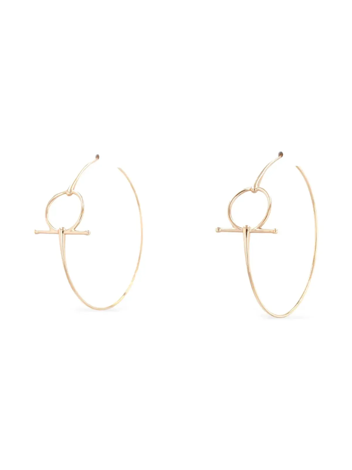 Hermès Pre-Owned ビンテージ 18K ピンクゴールド Filet d'Or フープピアス - 画像2