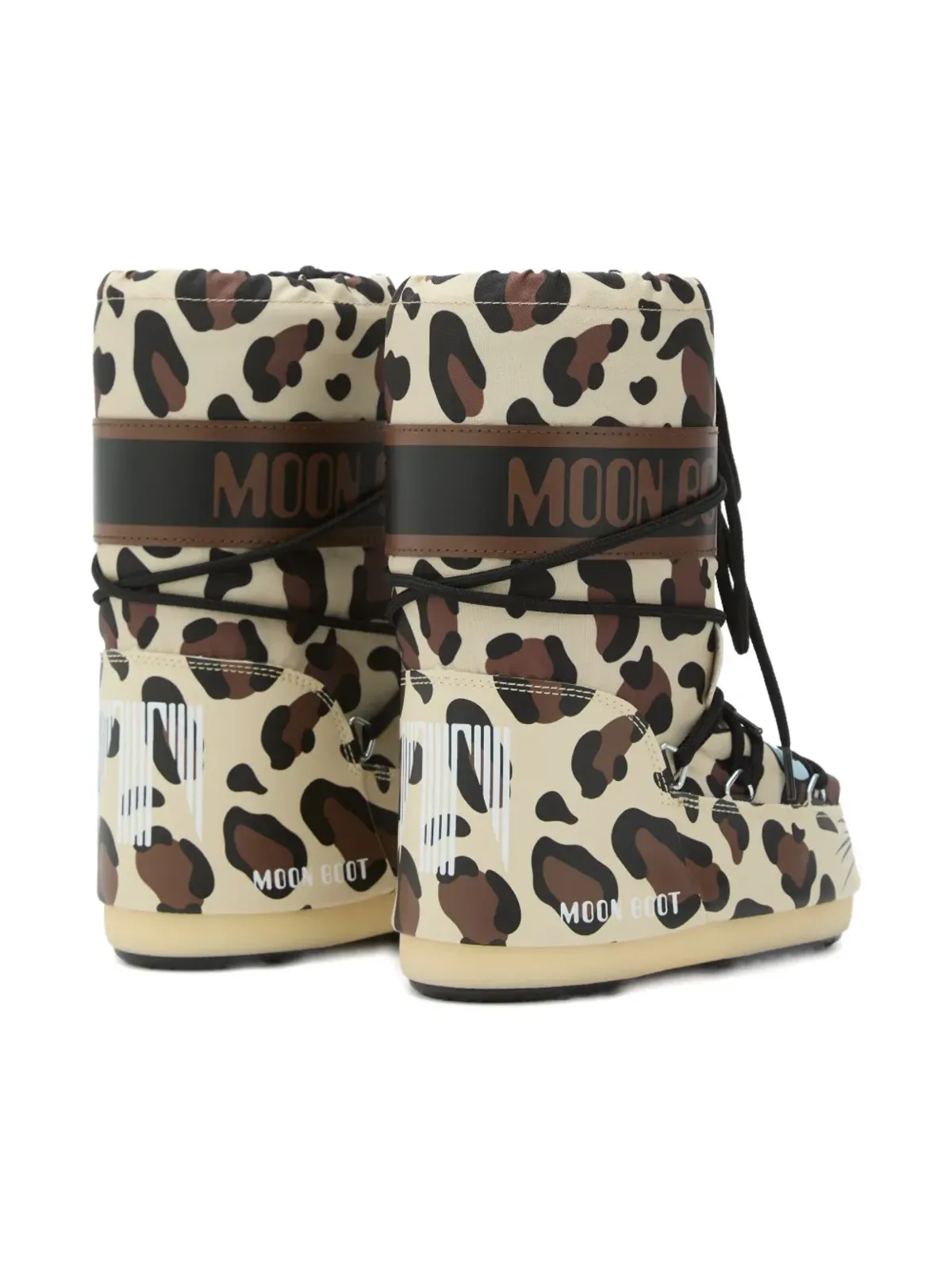 Moon Boot Kids レオパード柄レースアップブーツ - 画像3