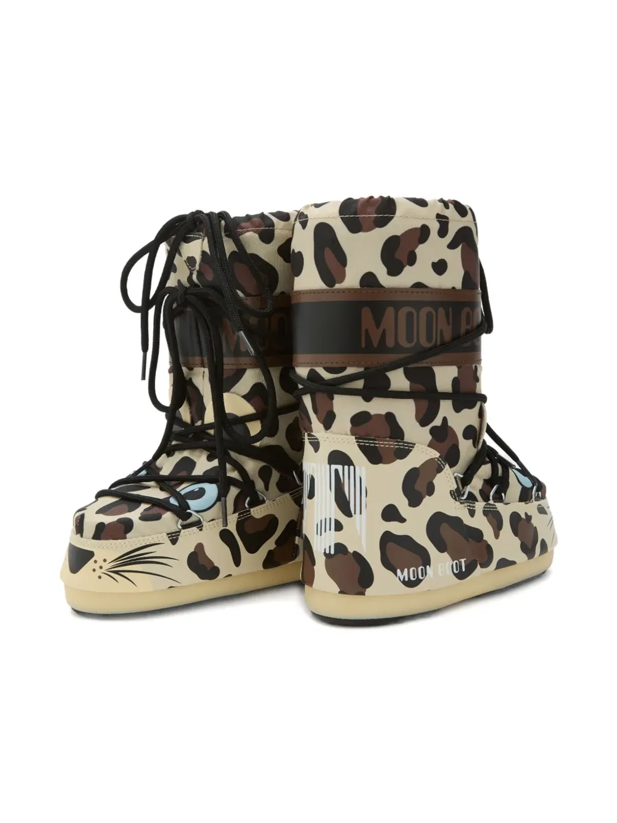Moon Boot Kids レオパード柄レースアップブーツ - 画像4