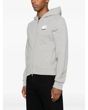 Moncler ロゴパッチ付きジップアップフーディー（グレー） - サムネイル3