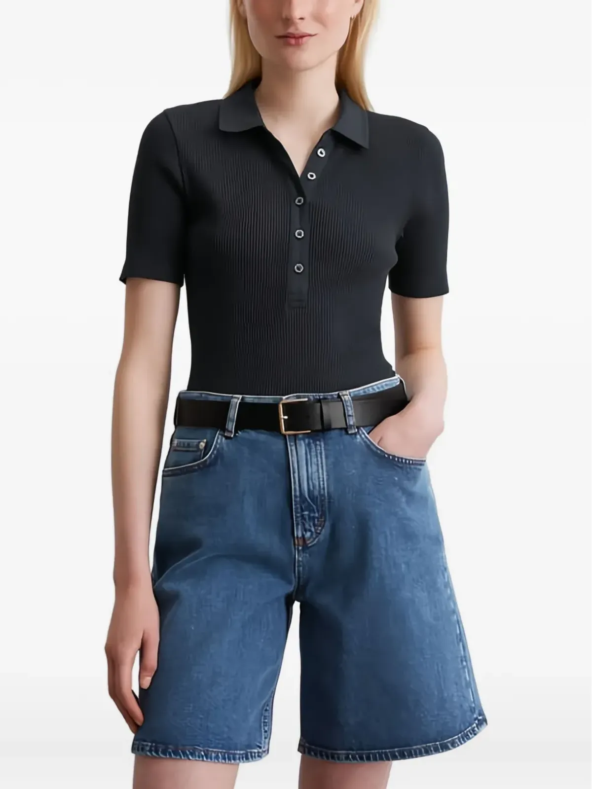 Marc O'Polo リブ編みポロシャツ - 画像3