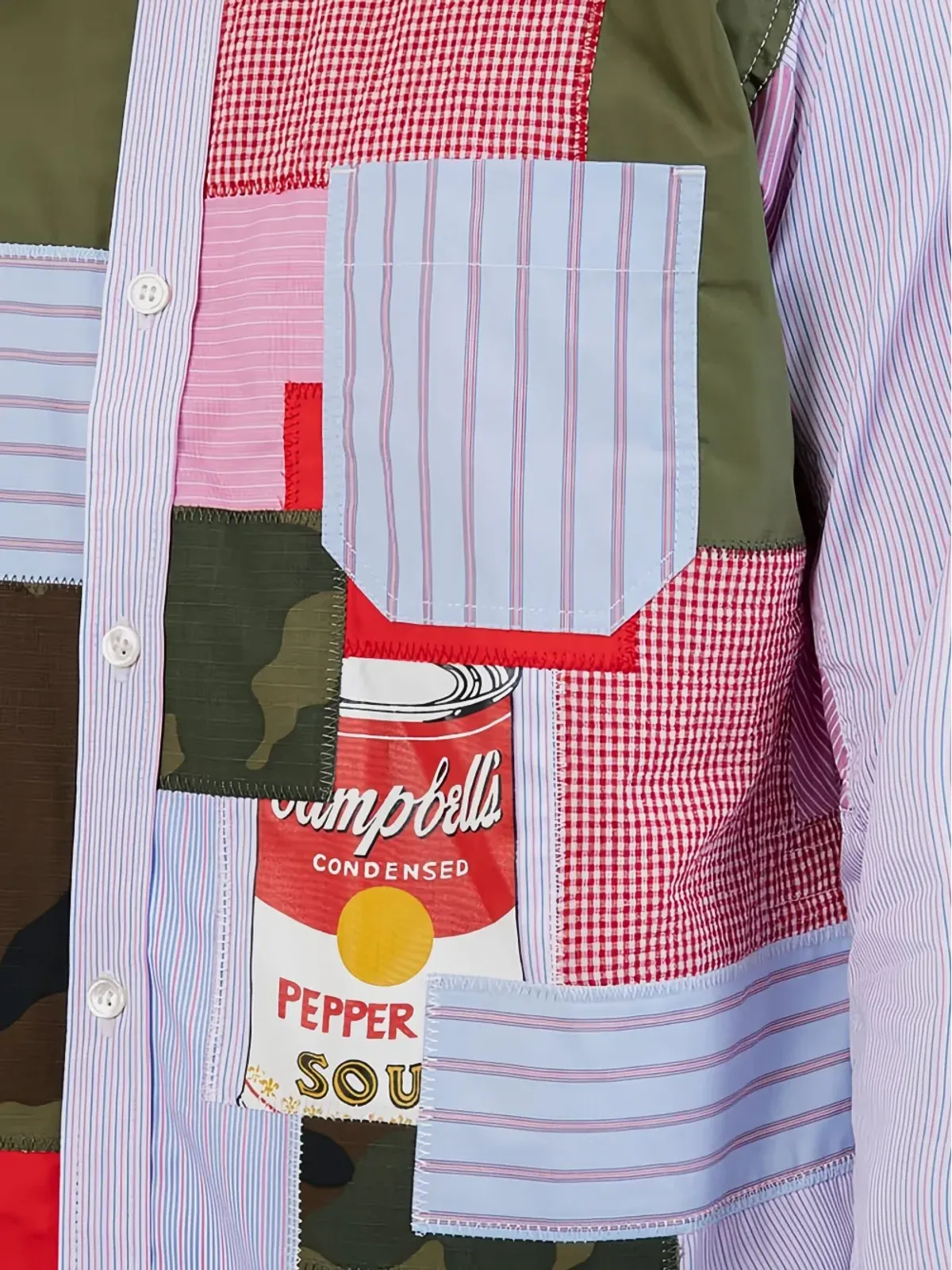 Junya Watanabe MAN アンディ・ウォーホル パッチワークシャツ ブルー - 画像5