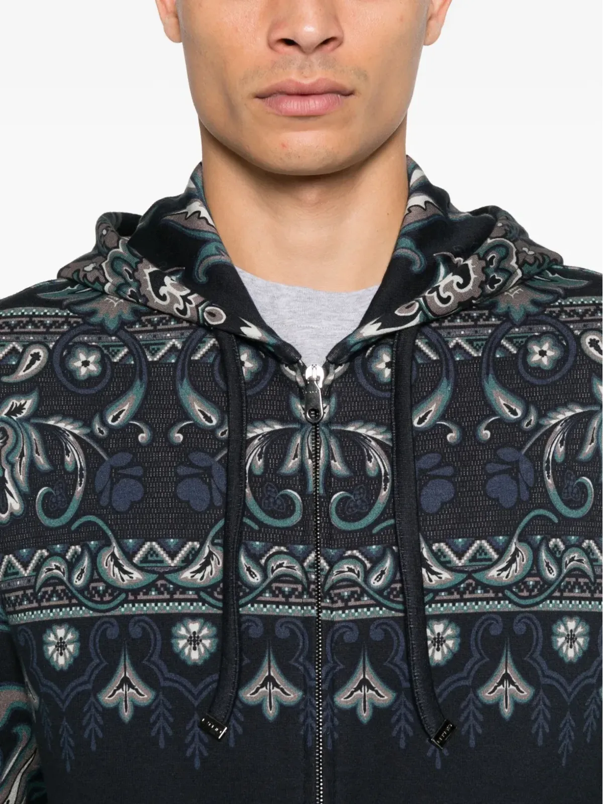 ETRO ペイズリー柄ジップアップフーディ - ブルー - 画像5