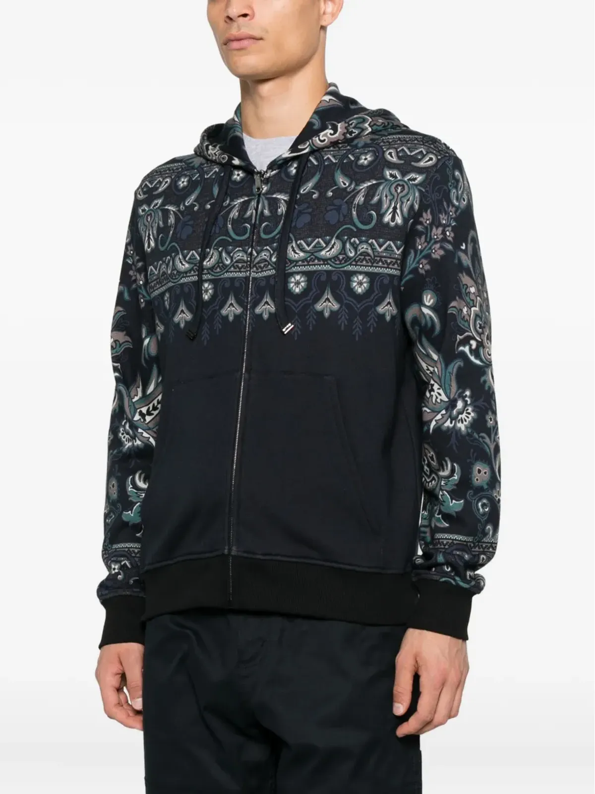 ETRO ペイズリー柄ジップアップフーディ - ブルー - 画像3