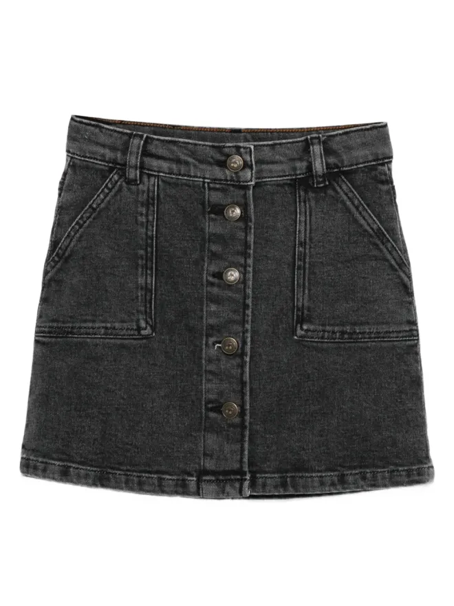 Bonpoint Bonpoint ボタンフロント デニム ミニスカート - ブラックの商品画像