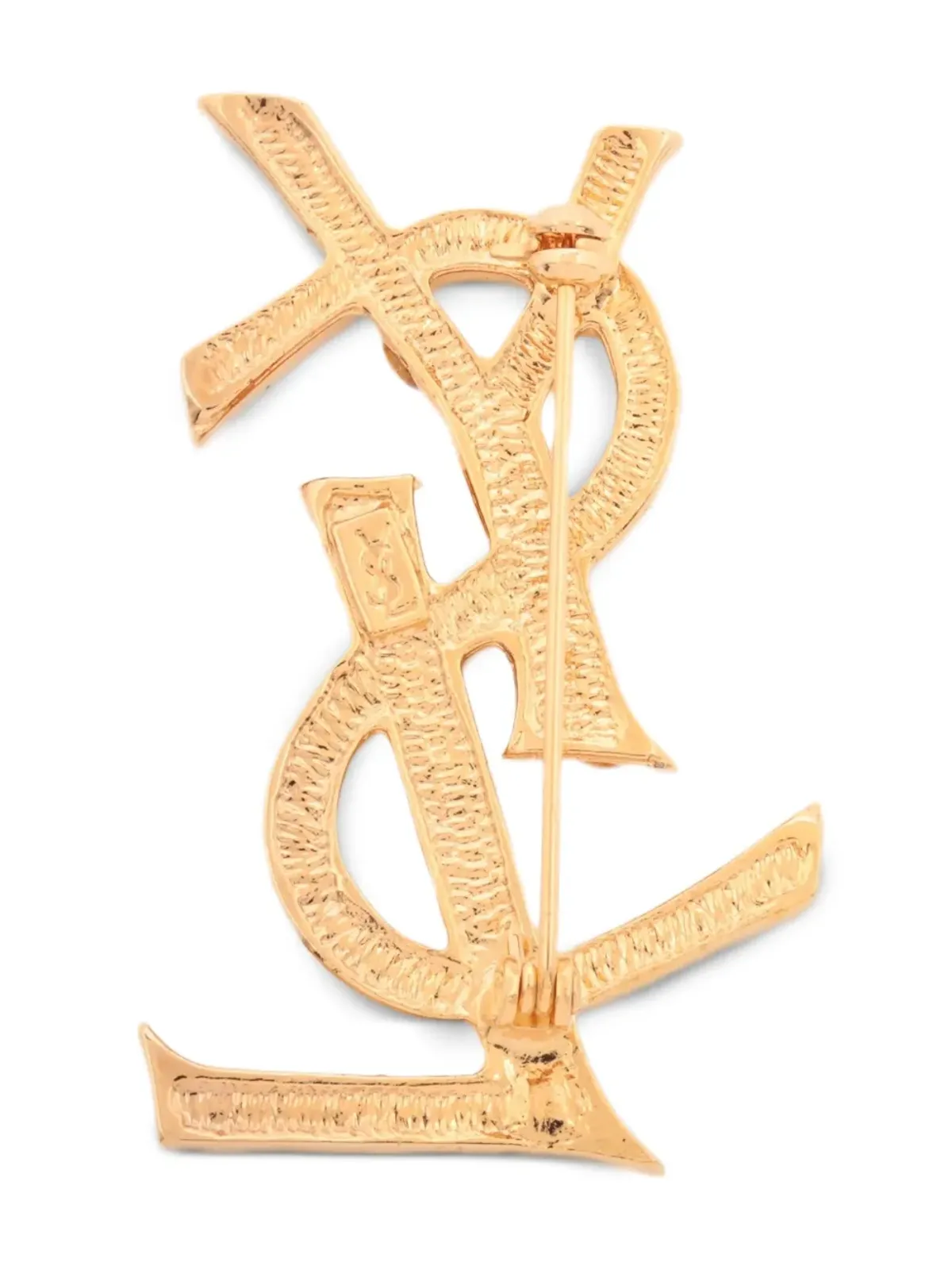 Saint Laurent Pre-Owned Cassandre クリスタル装飾ブローチ - ゴールド - 画像2
