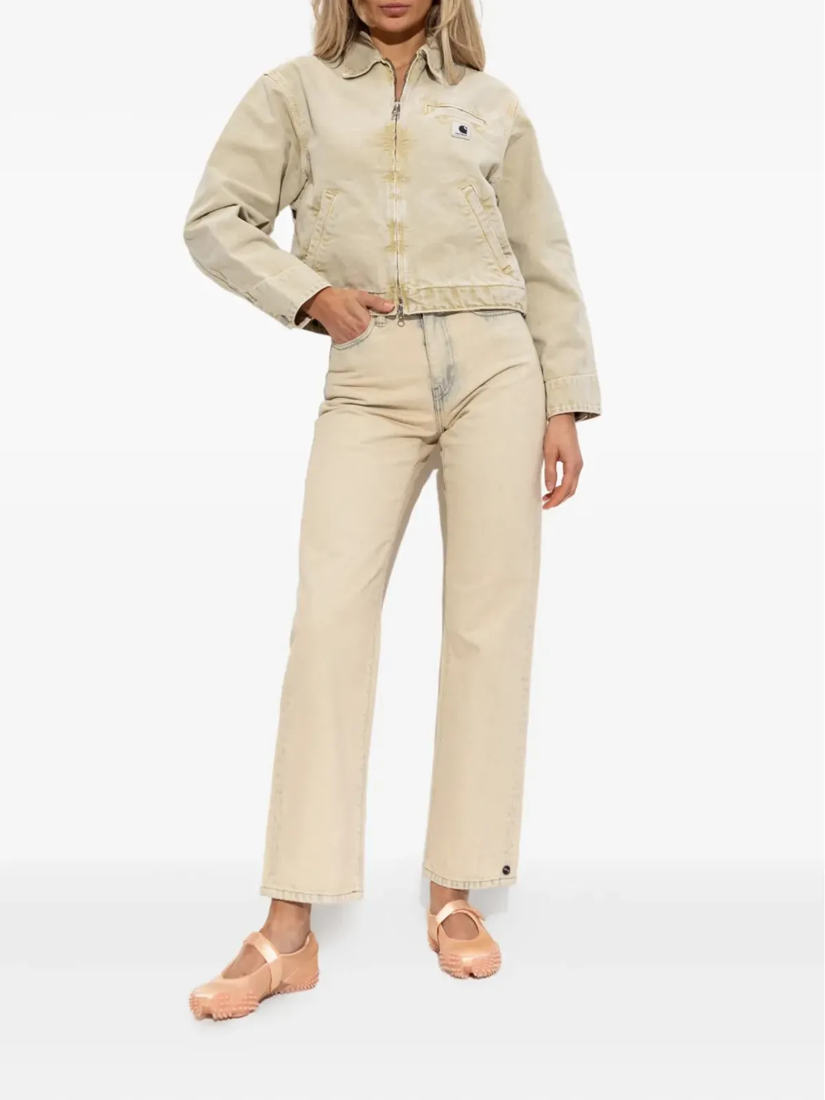 Carhartt WIP Emery オーガニックコットン ジップアップ デニムジャケット ベージュ - 画像2