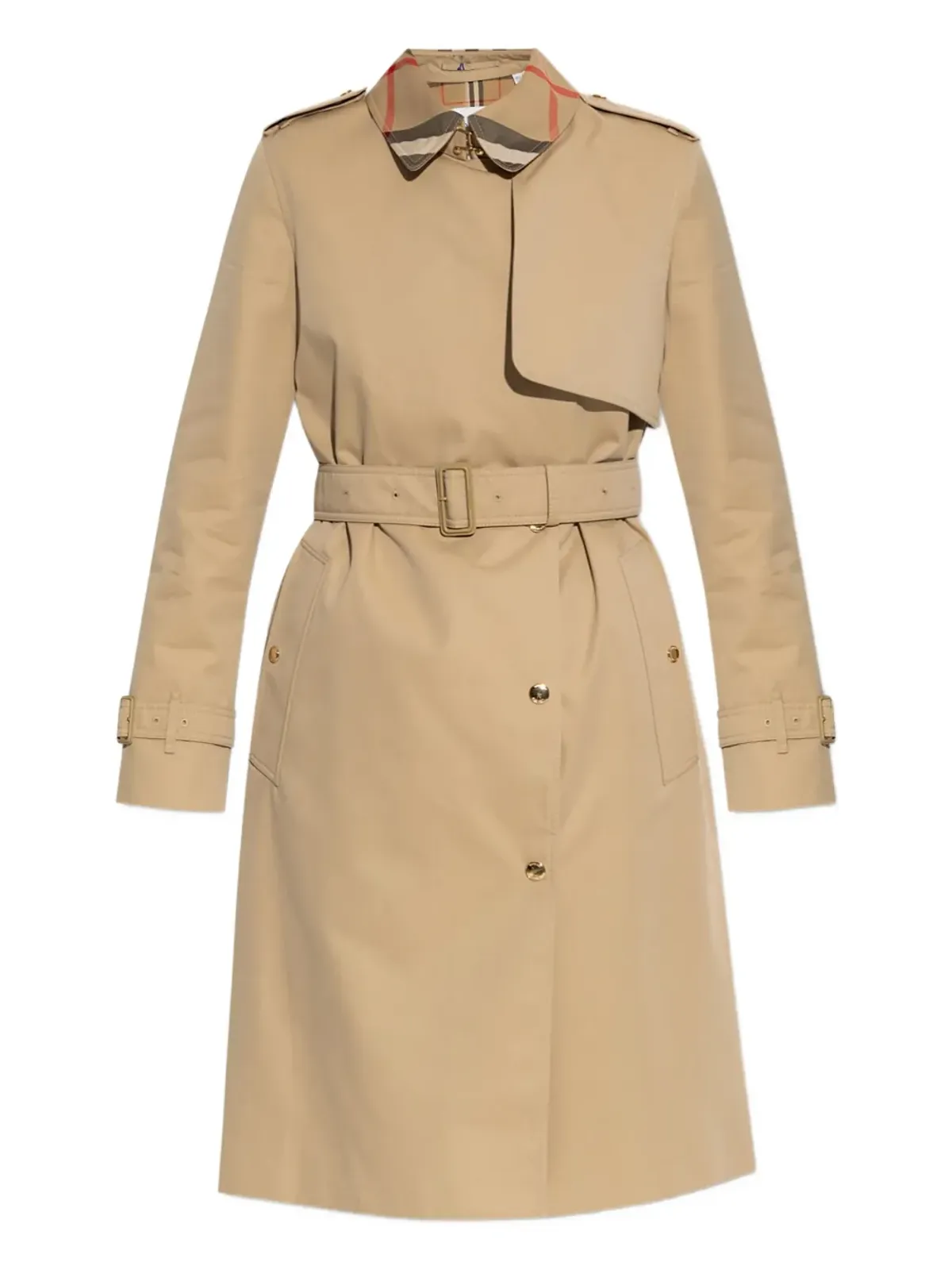 Burberry ベルト付きチェックカラーコート - 画像1