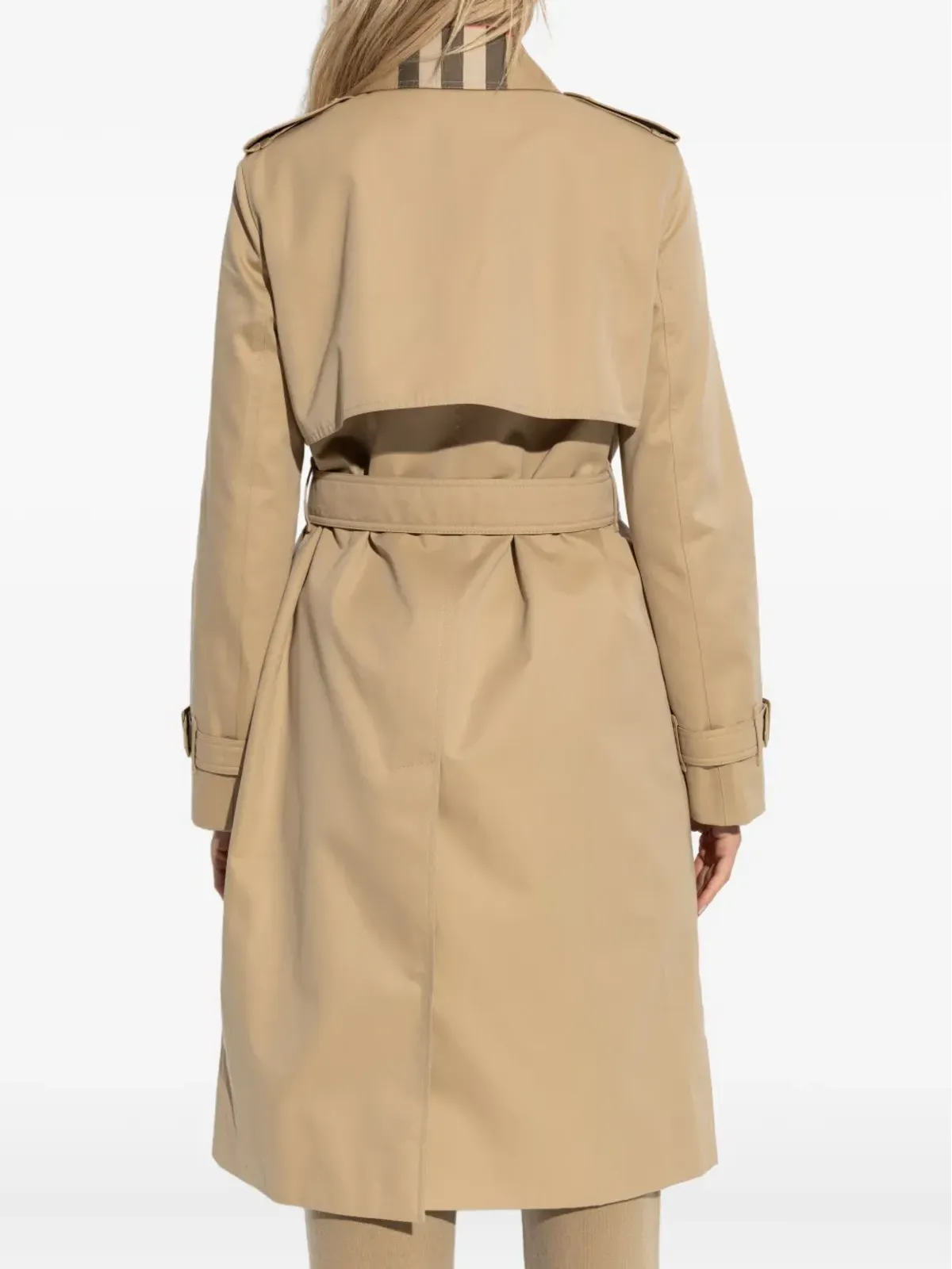 Burberry ベルト付きチェックカラーコート - 画像4