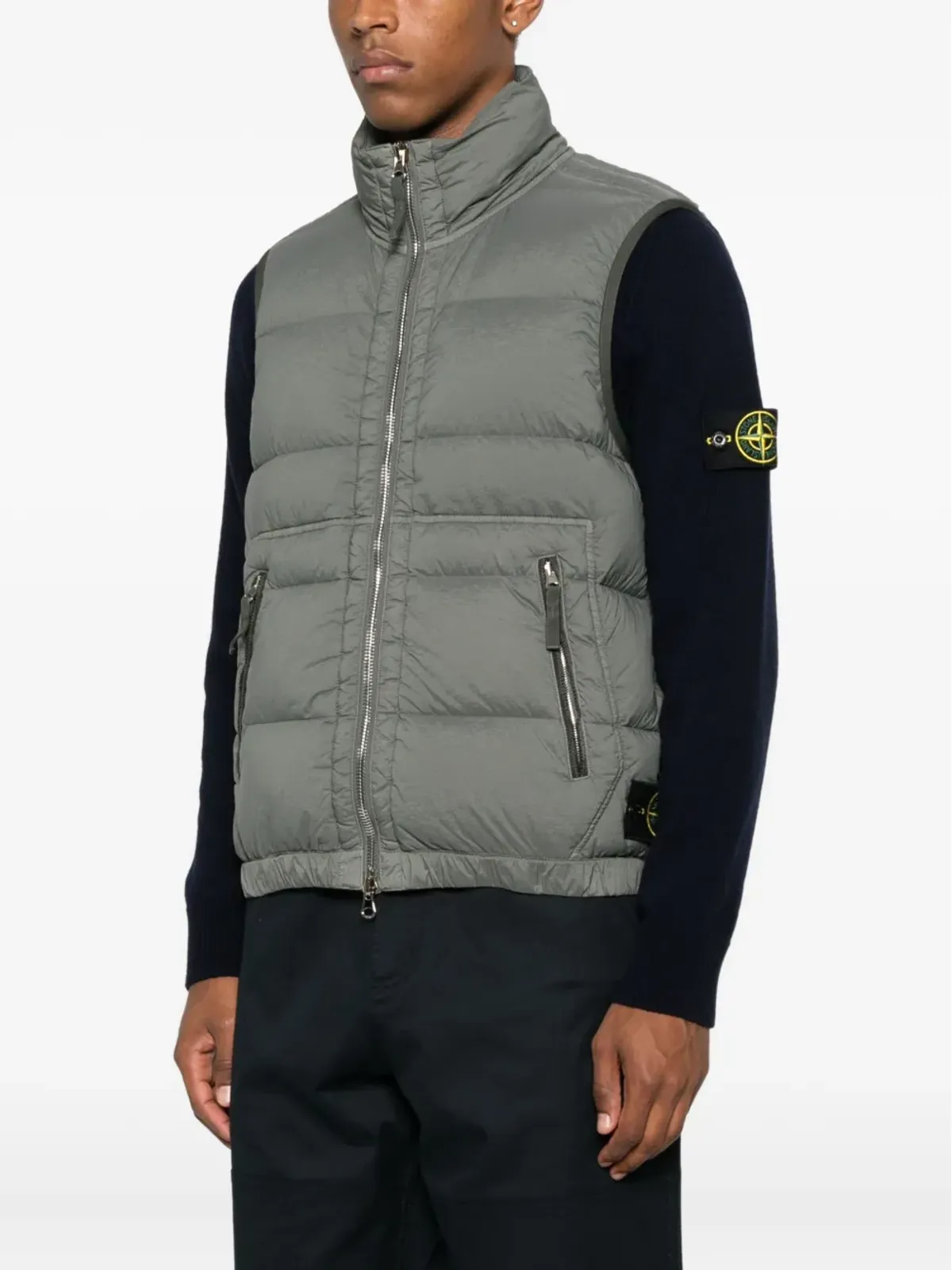 Stone Island シームレス・トンネル・キルテッドジレ グリーン - 画像3
