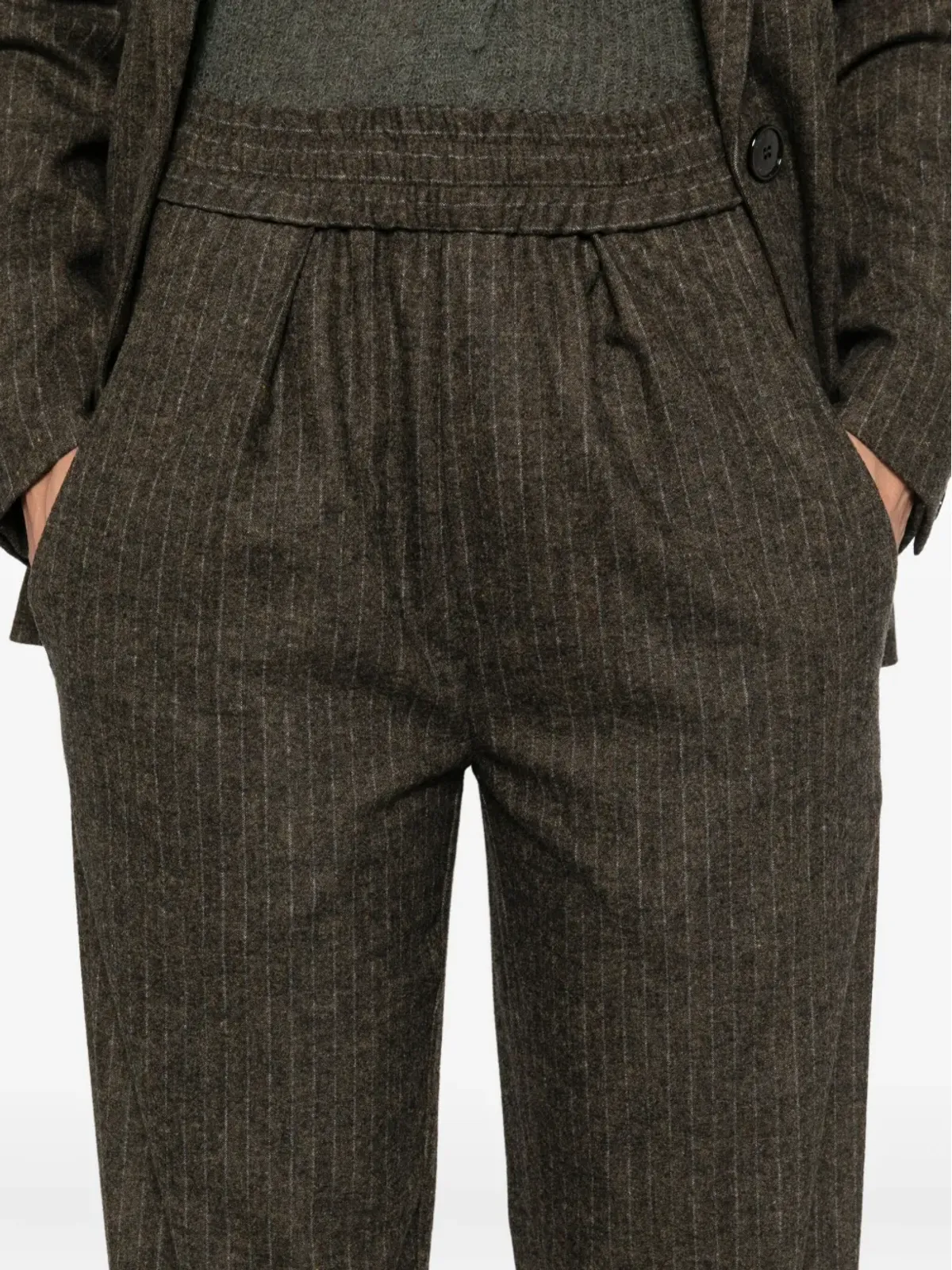 ISABEL MARANT ピンストライプ ウエストゴム テーラードパンツ - 画像5