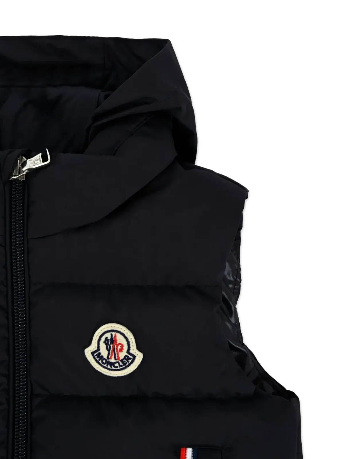 Moncler Enfant フード付きキルティングジレ ブルー - 画像3