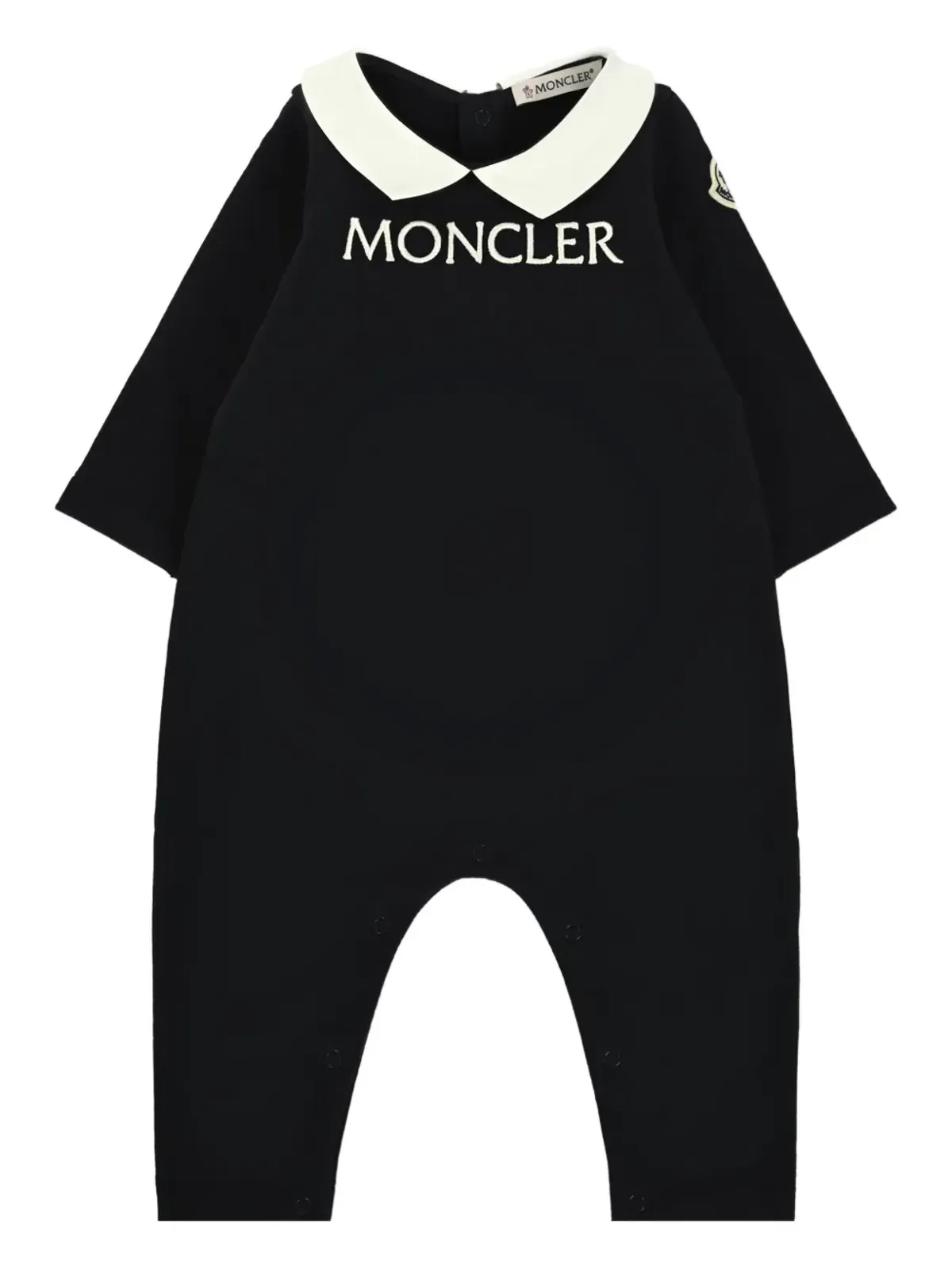 Moncler Enfant Peter Pan collar logo romper ブルー - 画像1