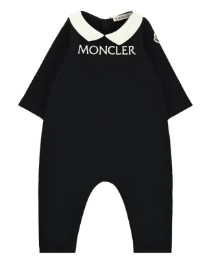 Moncler Enfant Peter Pan collar logo romper ブルー - サムネイル1