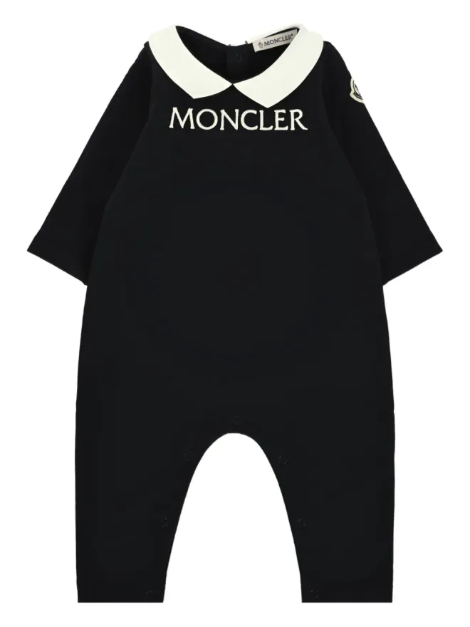 Moncler Enfant Moncler Enfant Peter Pan collar logo romper ブルーの商品画像
