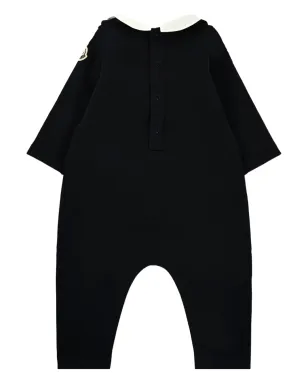 Moncler Enfant Peter Pan collar logo romper ブルー - サムネイル2