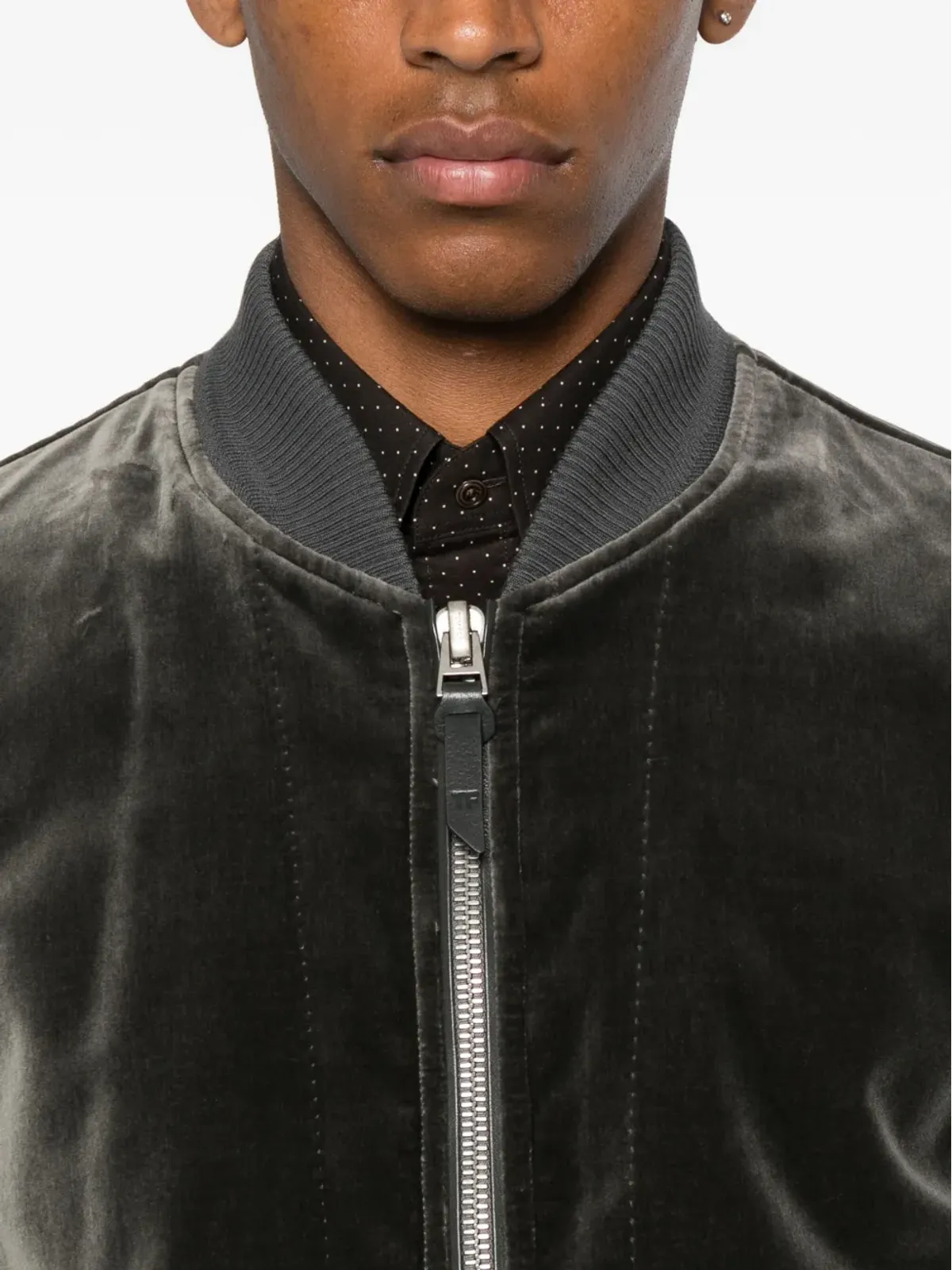 TOM FORD ベルベット ジップフロント ボンバージャケット - グレー - 画像5