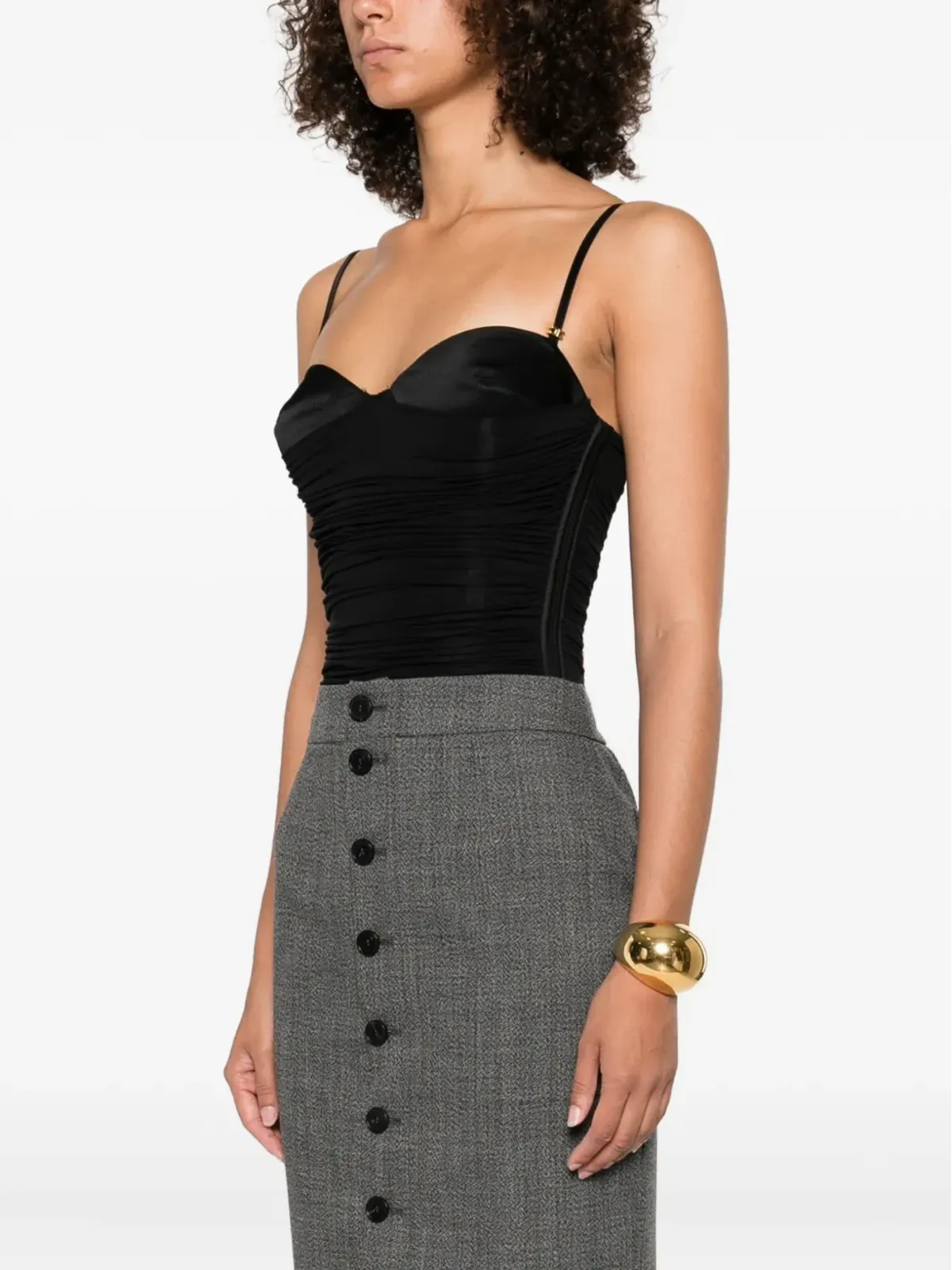 Elisabetta Franchi ギャザー入りパネル ボディスーツ - 画像3