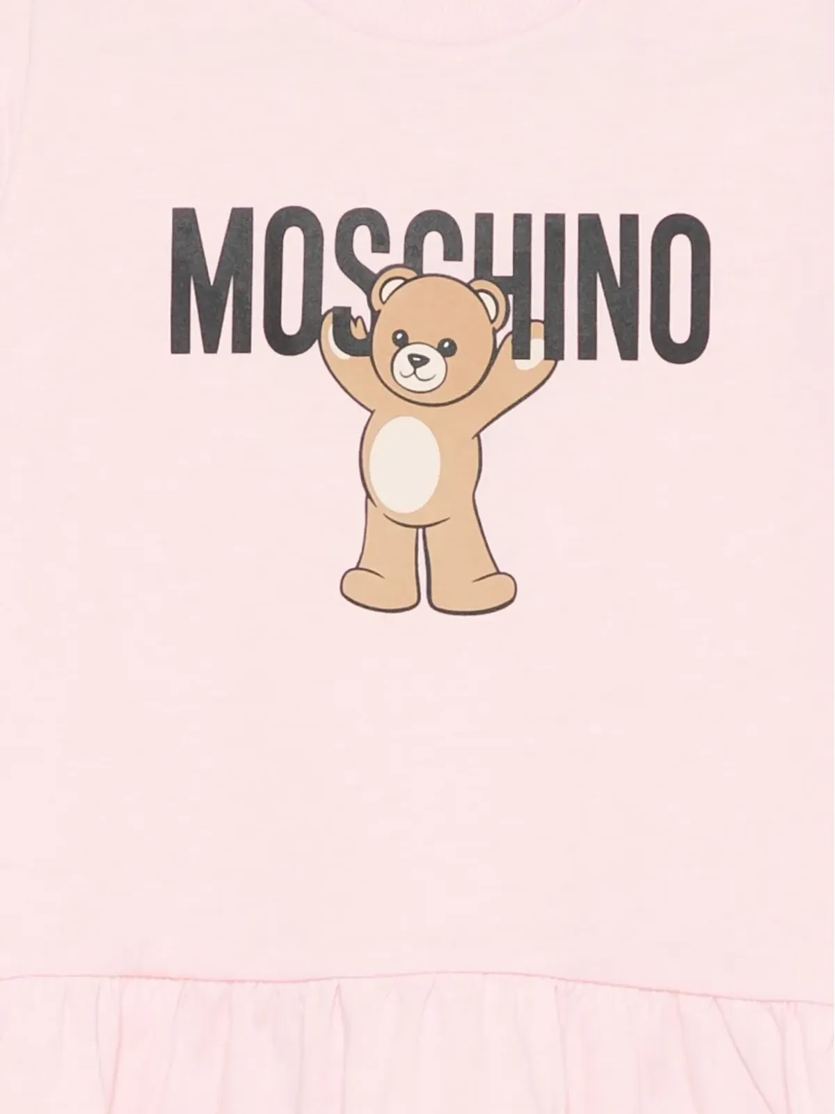 Moschino Kids テディプリントコットンワンピース ピンク - 画像3