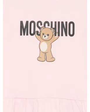 Moschino Kids テディプリントコットンワンピース ピンク - サムネイル3