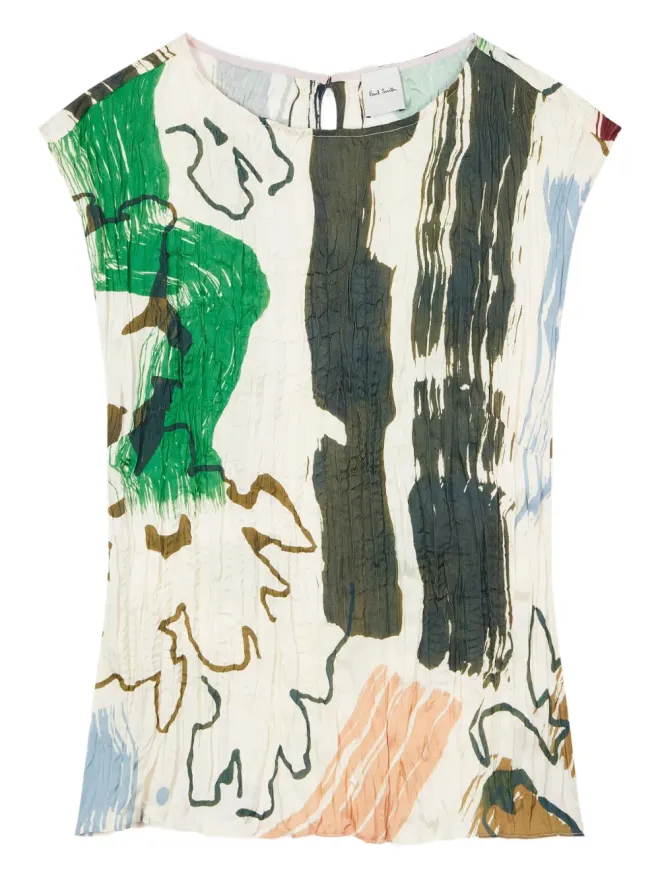 Paul Smith Paul Smith アブストラクトプリント プリーツトップの商品画像
