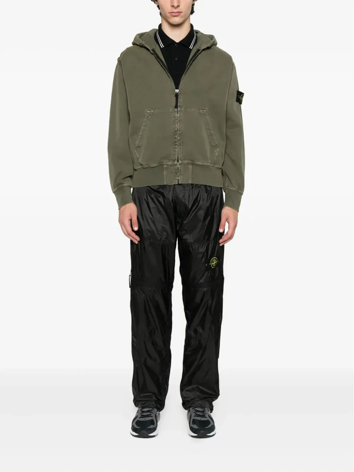 Stone Island パネルドジップディテール トラウザー - ブラック - 画像2