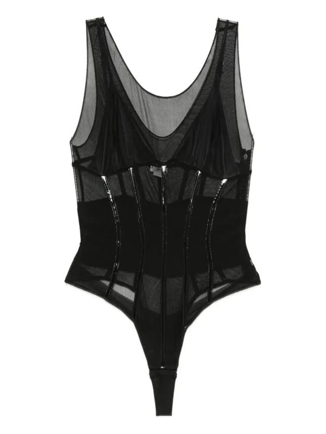 Elisabetta Franchi Elisabetta Franchi メッシュパネルボディスーツ ブラックの商品画像