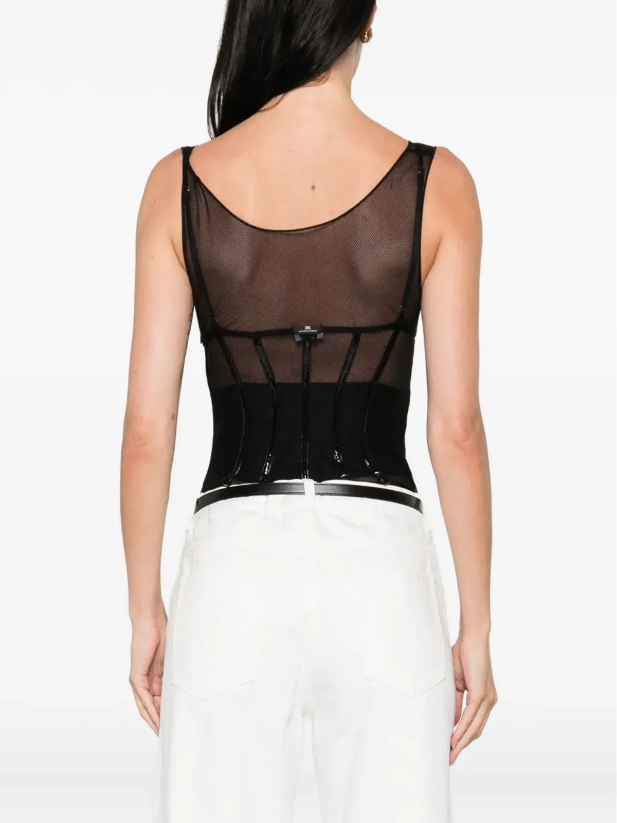 Elisabetta Franchi メッシュパネルボディスーツ ブラック - 画像4