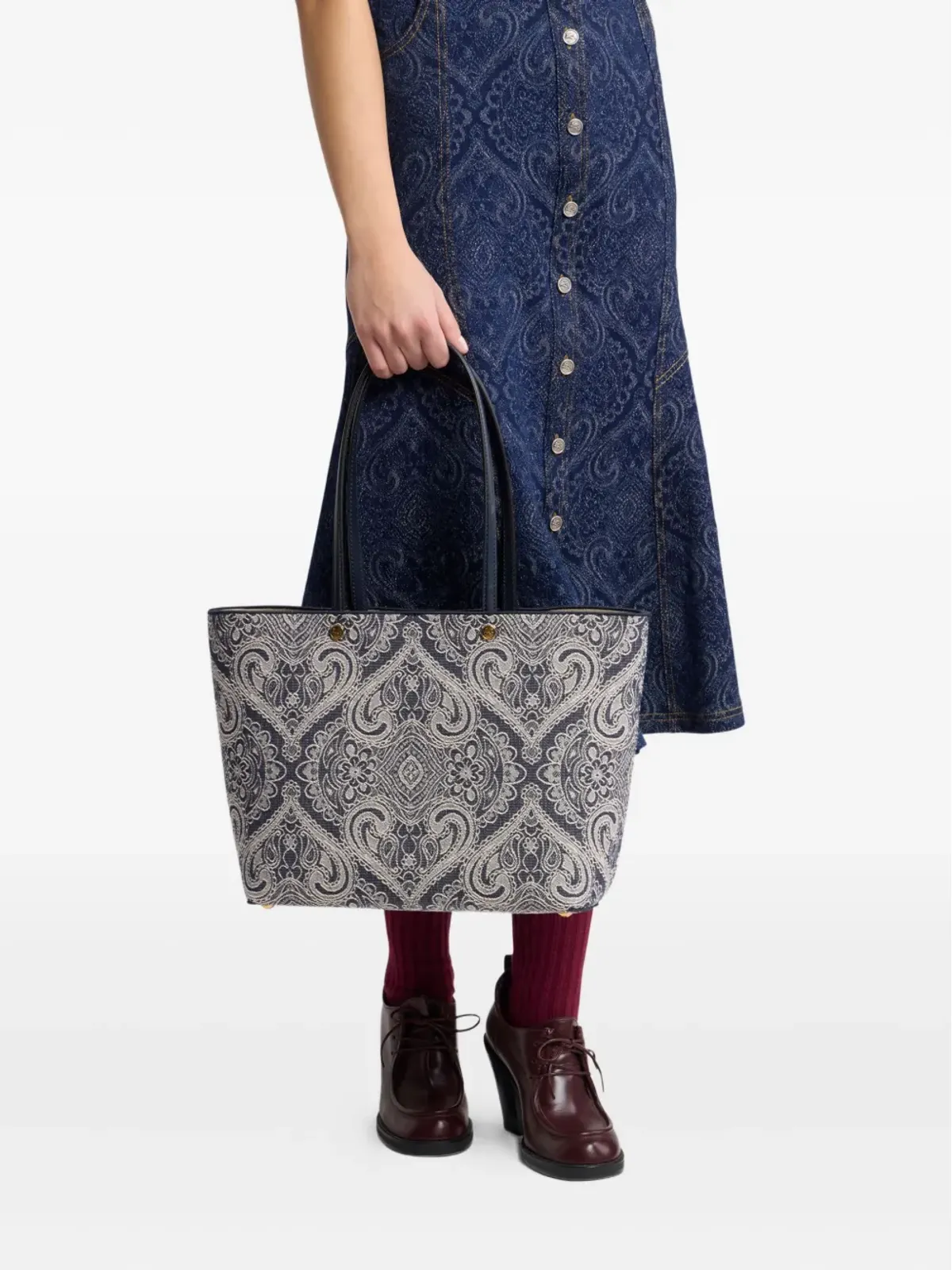 ETRO ペイズリープリント オープントップ トートバッグ - 画像2