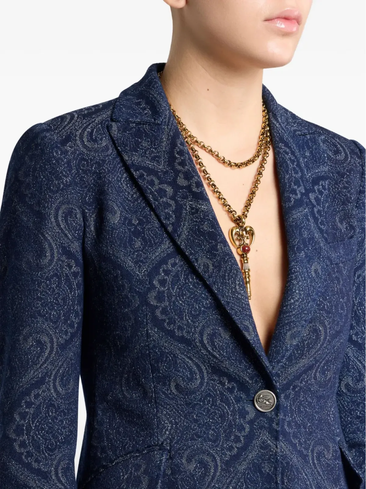 ETRO ジャカード ペイズリーブレザー - ブルー - 画像4