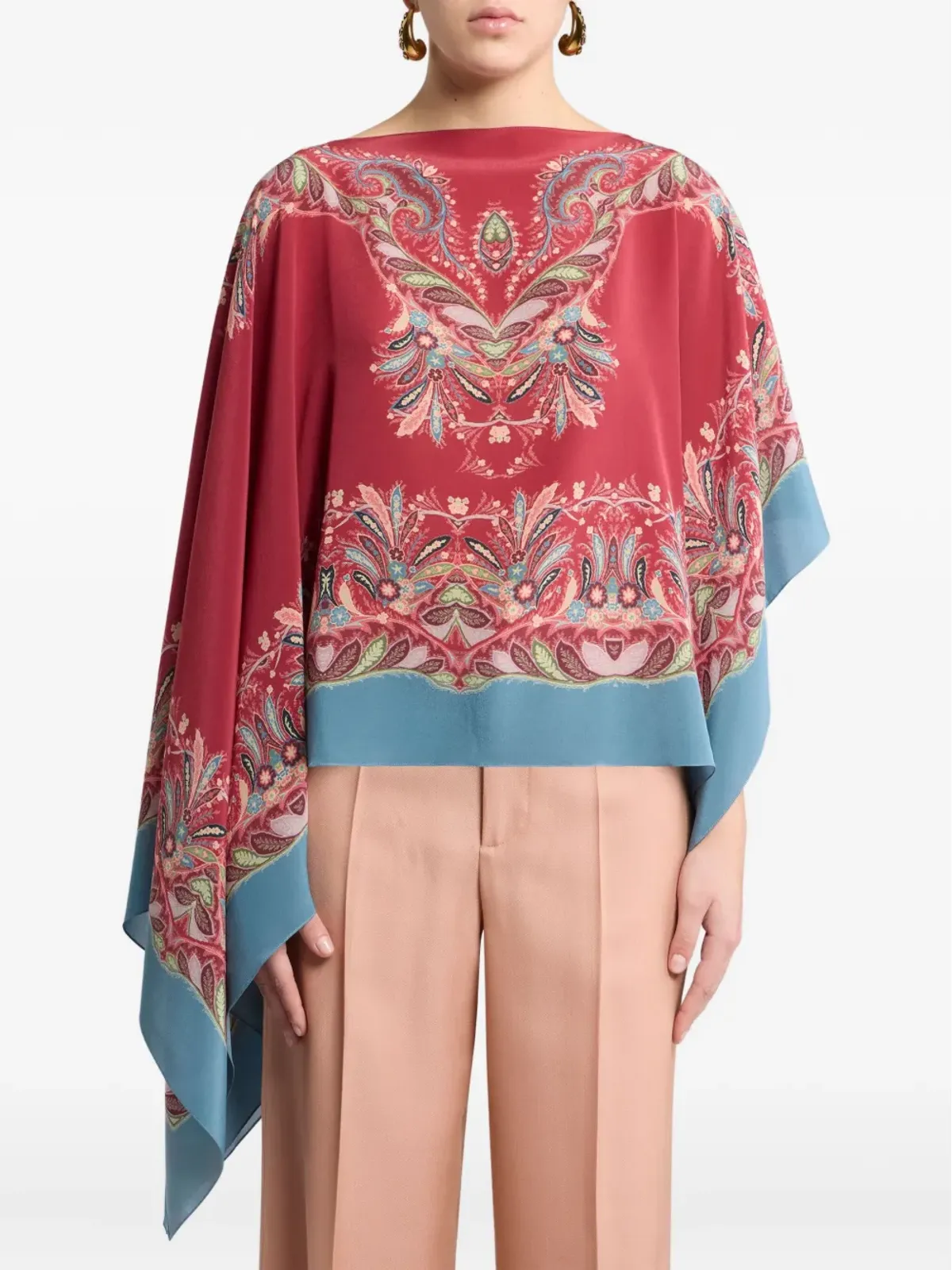ETRO ペイズリープリント アシンメトリーブラウス - レッド - 画像2