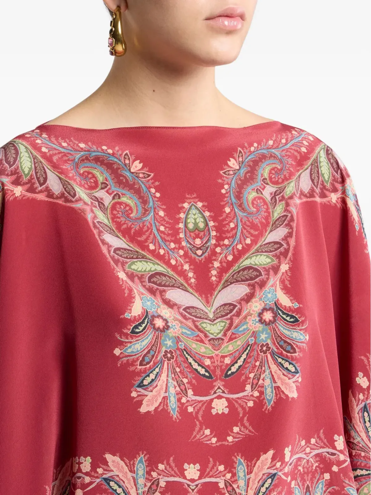 ETRO ペイズリープリント アシンメトリーブラウス - レッド - 画像4