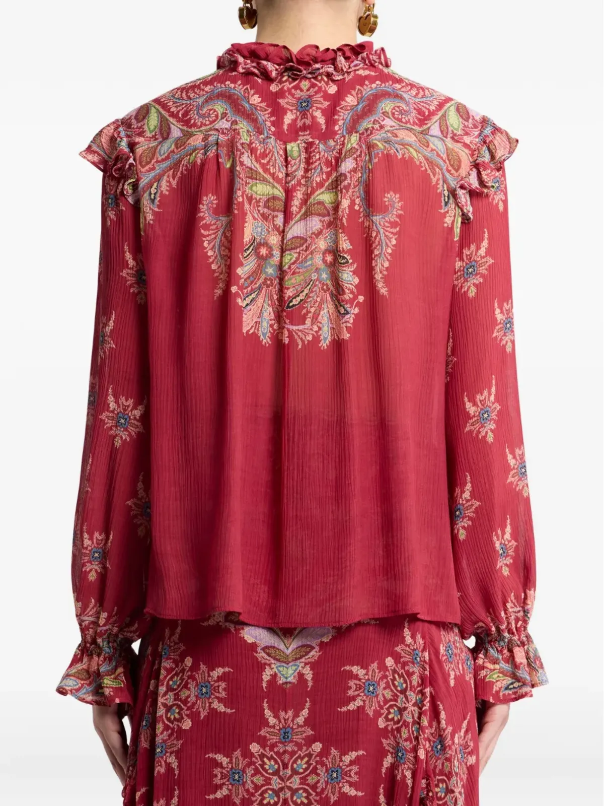 ETRO フリルカラー ペイズリープリント ブラウス - 画像5
