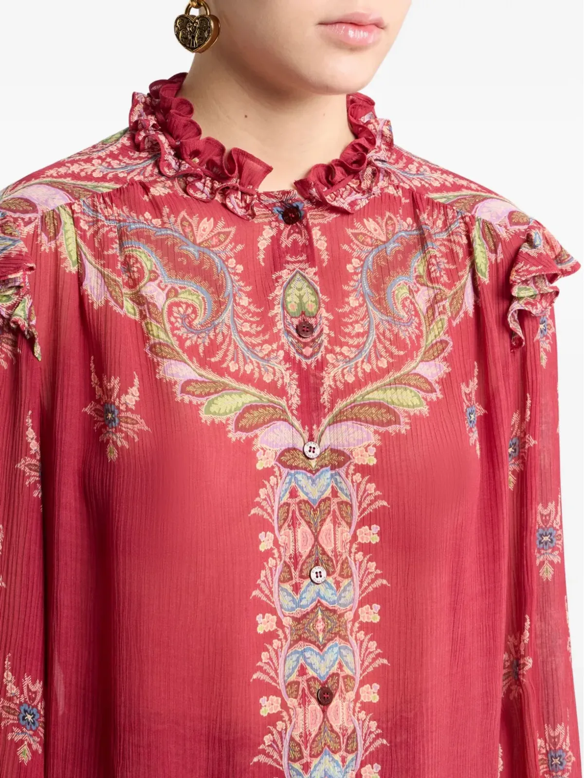 ETRO フリルカラー ペイズリープリント ブラウス - 画像4