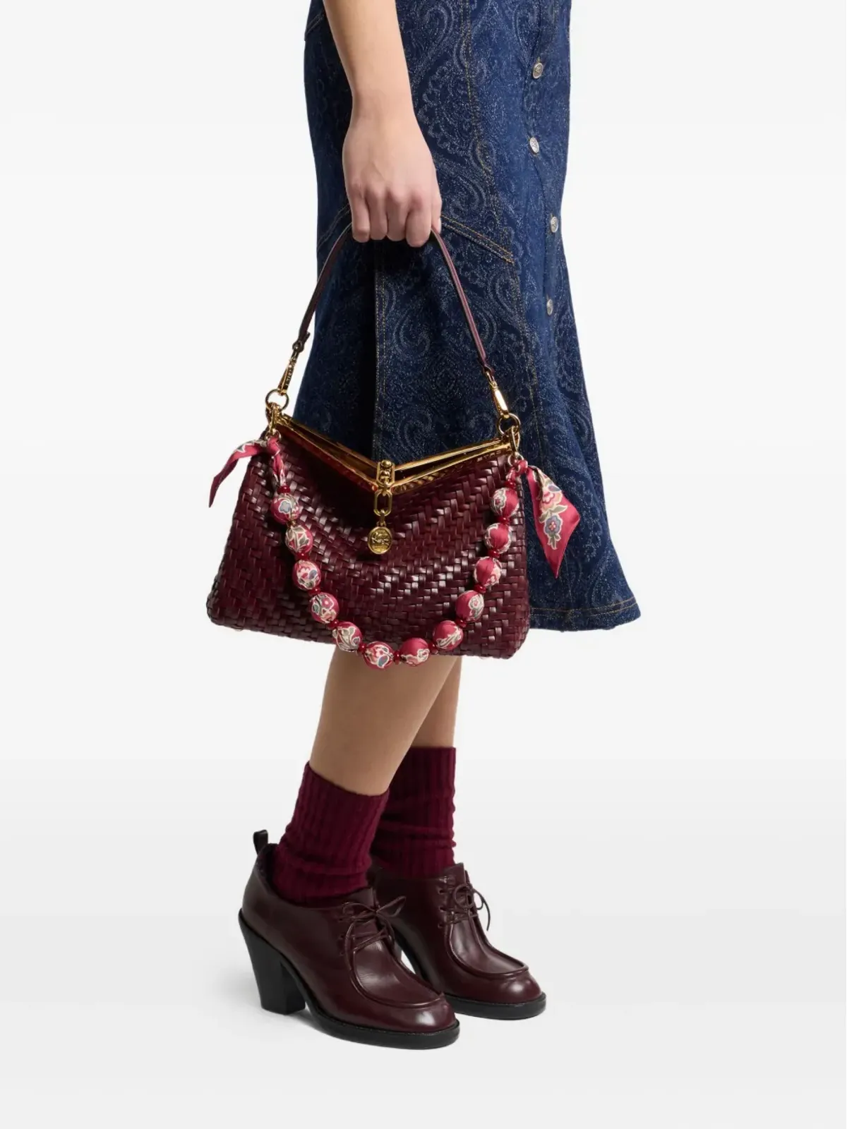 ETRO ファブリック・スフィア ビーズ装飾バッグストラップ - 画像2