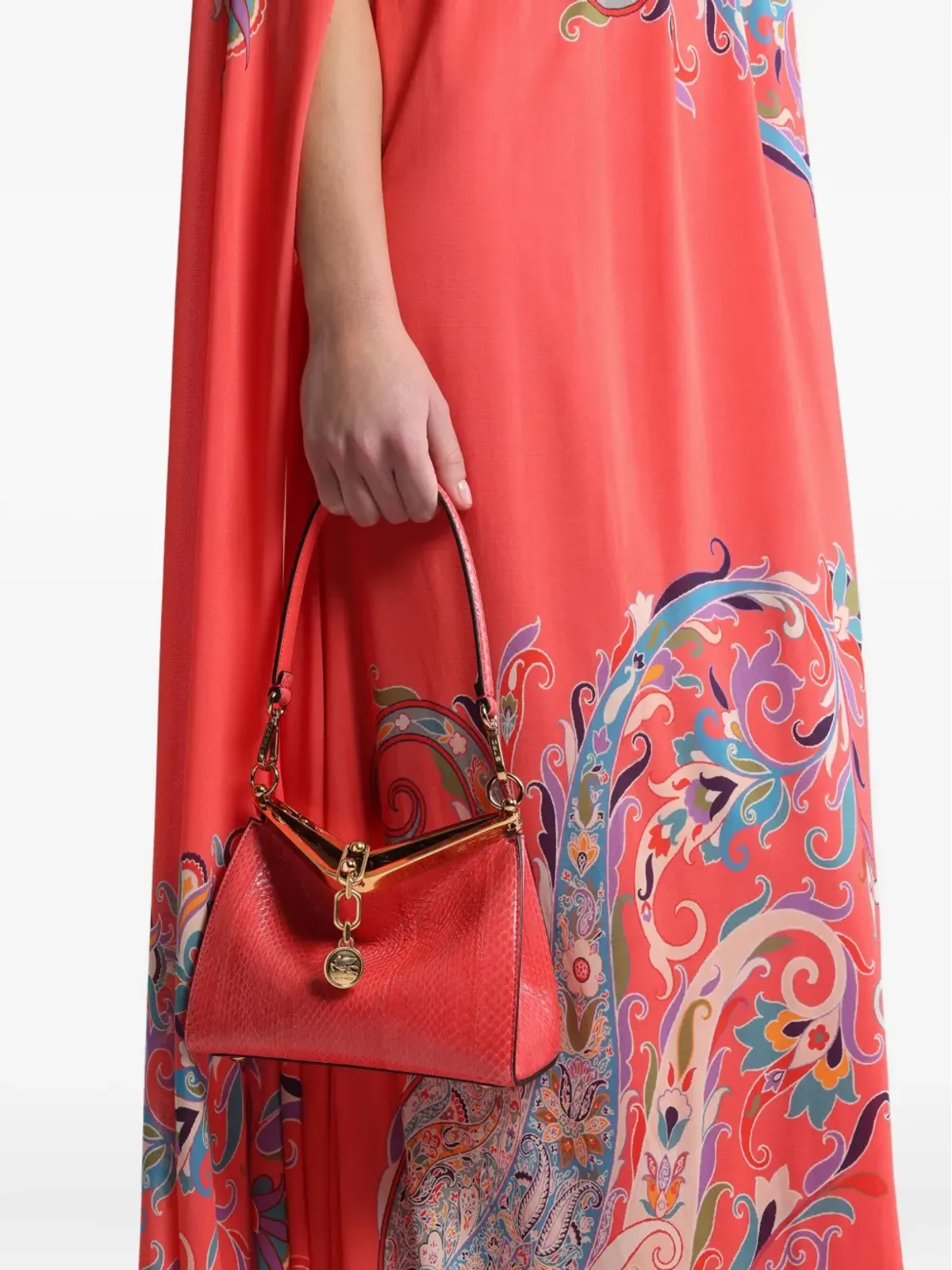 ETRO 小型ヴェラ蛇皮柄クラスプショルダーバッグ - レッド - 画像2