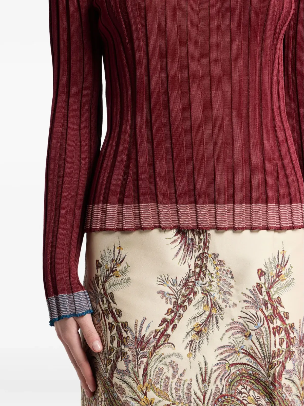 ETRO リブ編みポロトップ - 画像5