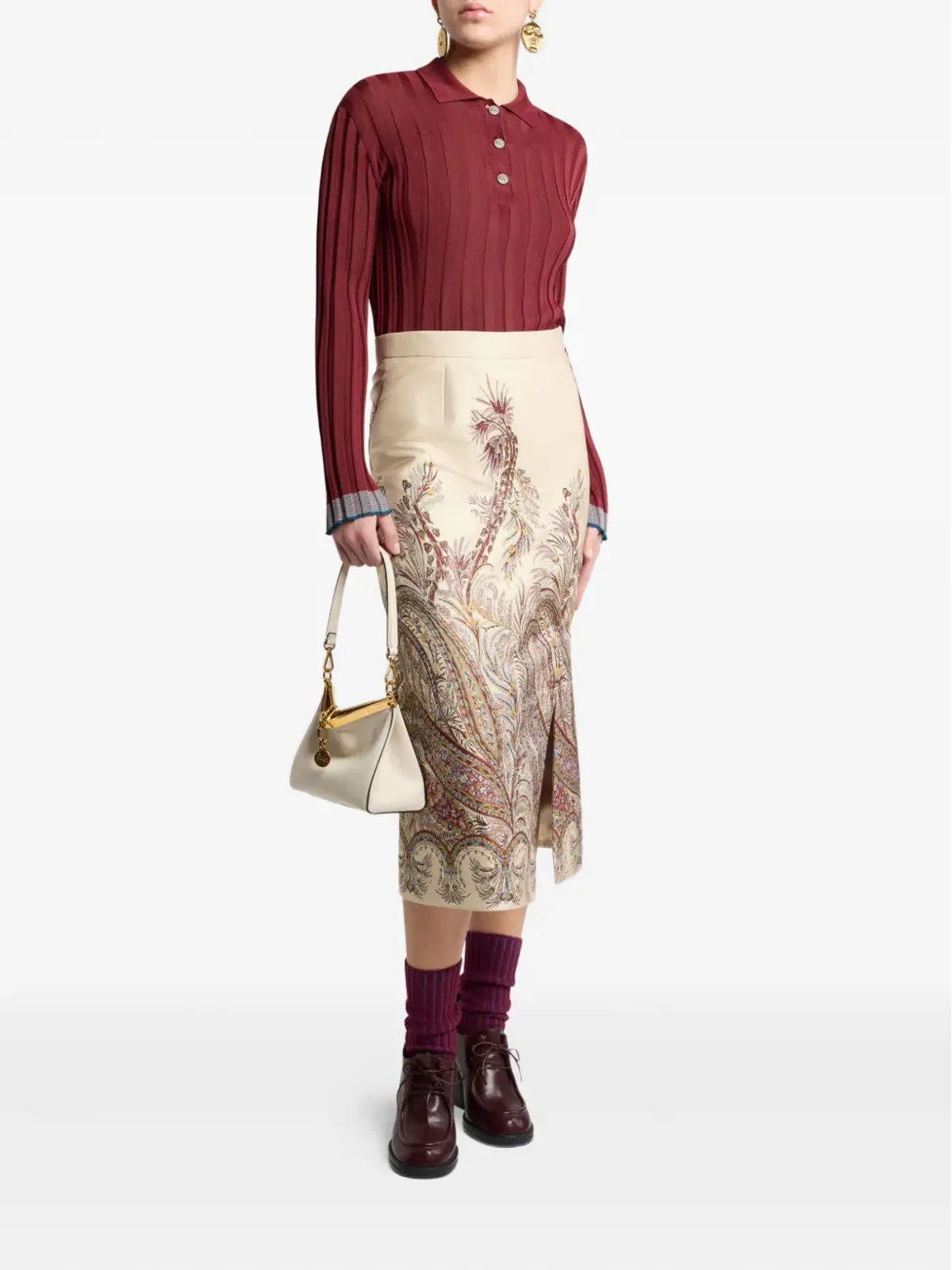 ETRO リブ編みポロトップ - 画像2