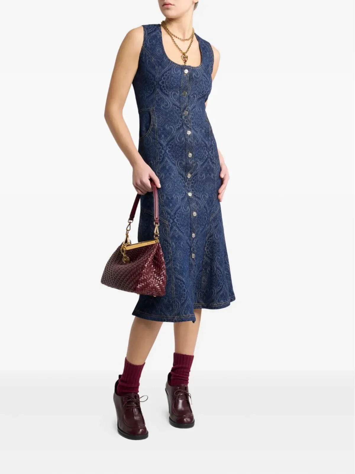 ETRO ペイズリープリントデニムドレス - 画像2