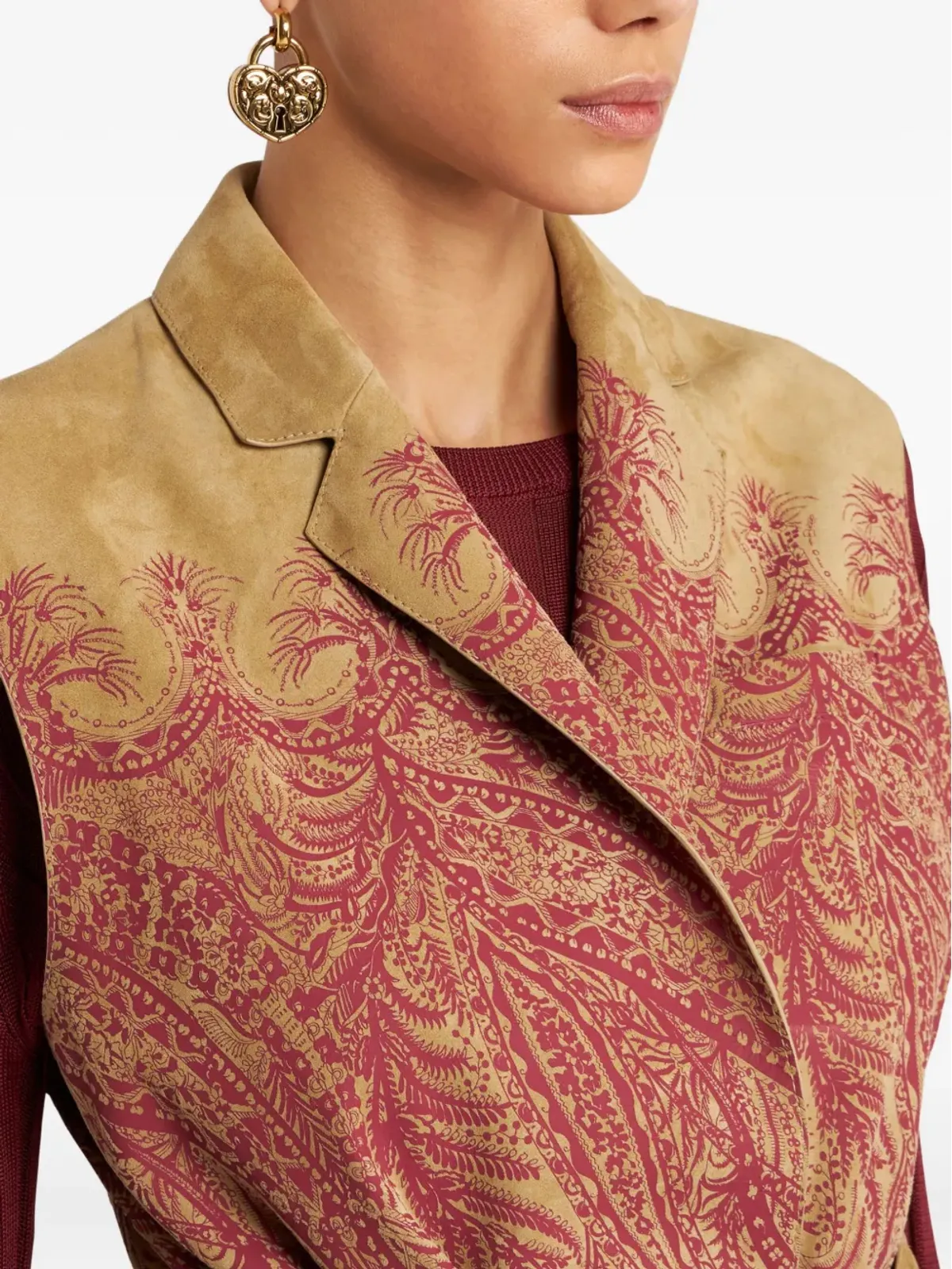 ETRO ペイズリープリント スエード ベスト - 画像4