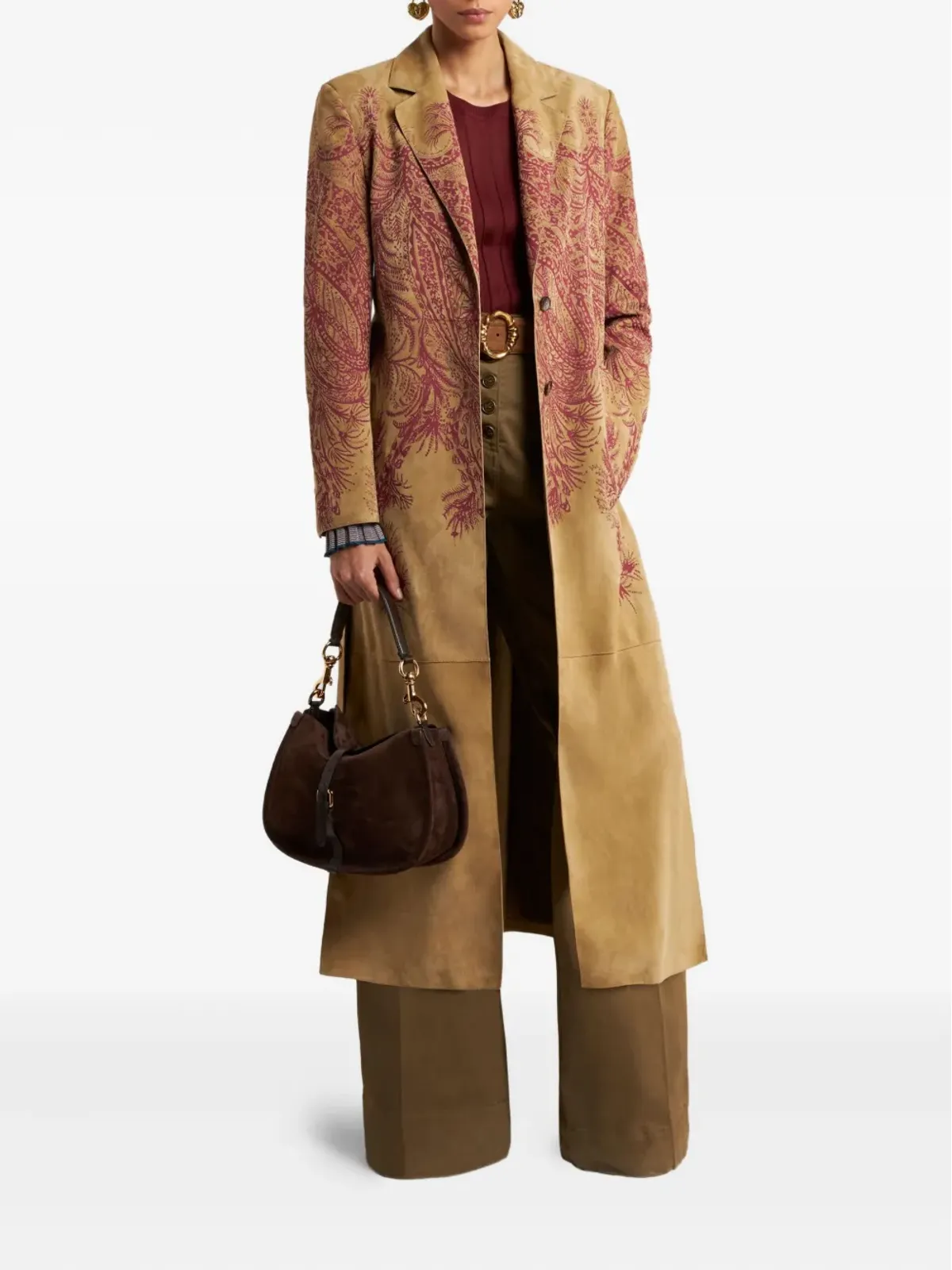 ETRO ペイズリープリント レザーコート - 画像2