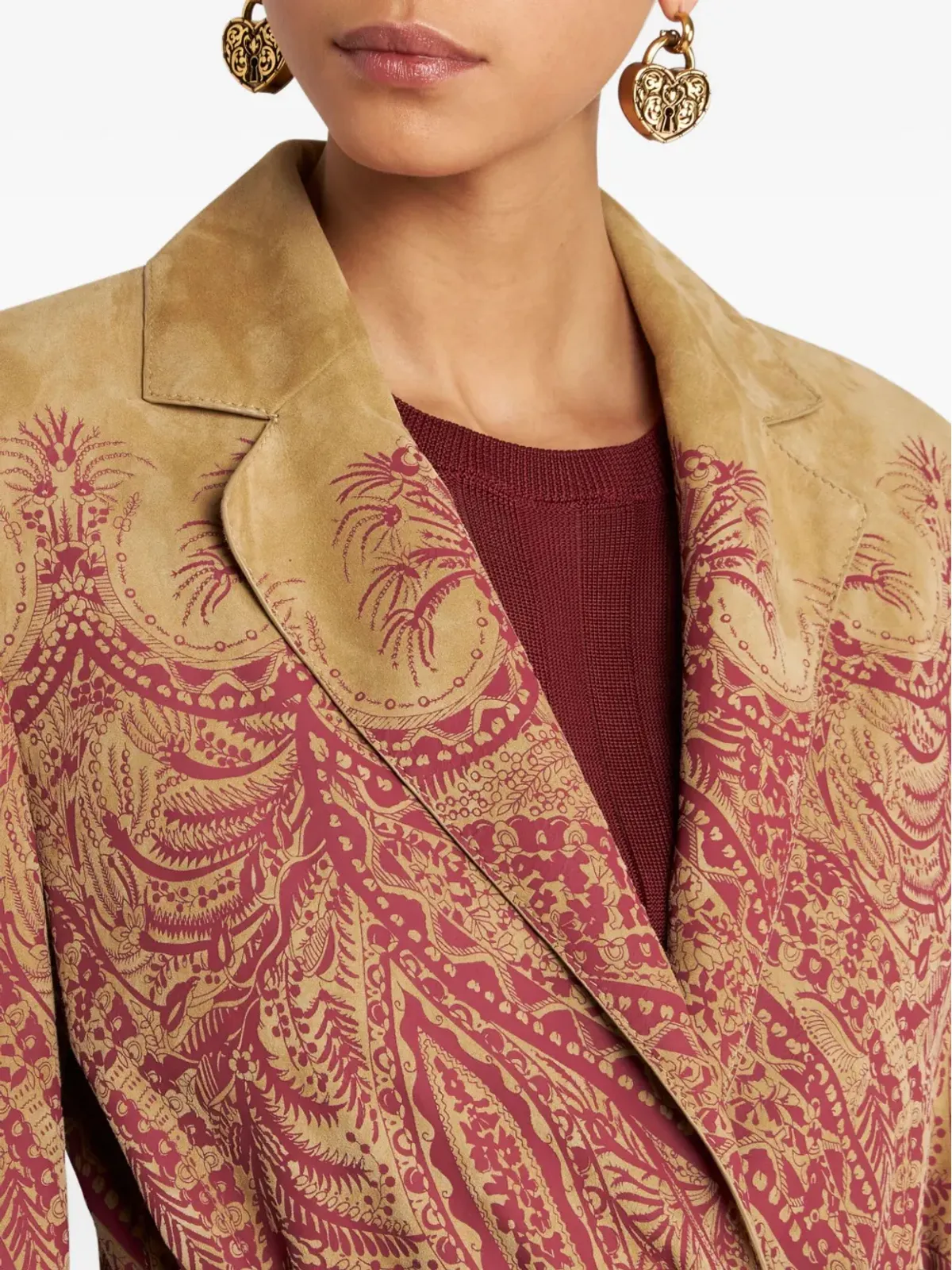 ETRO ペイズリープリント レザーコート - 画像4