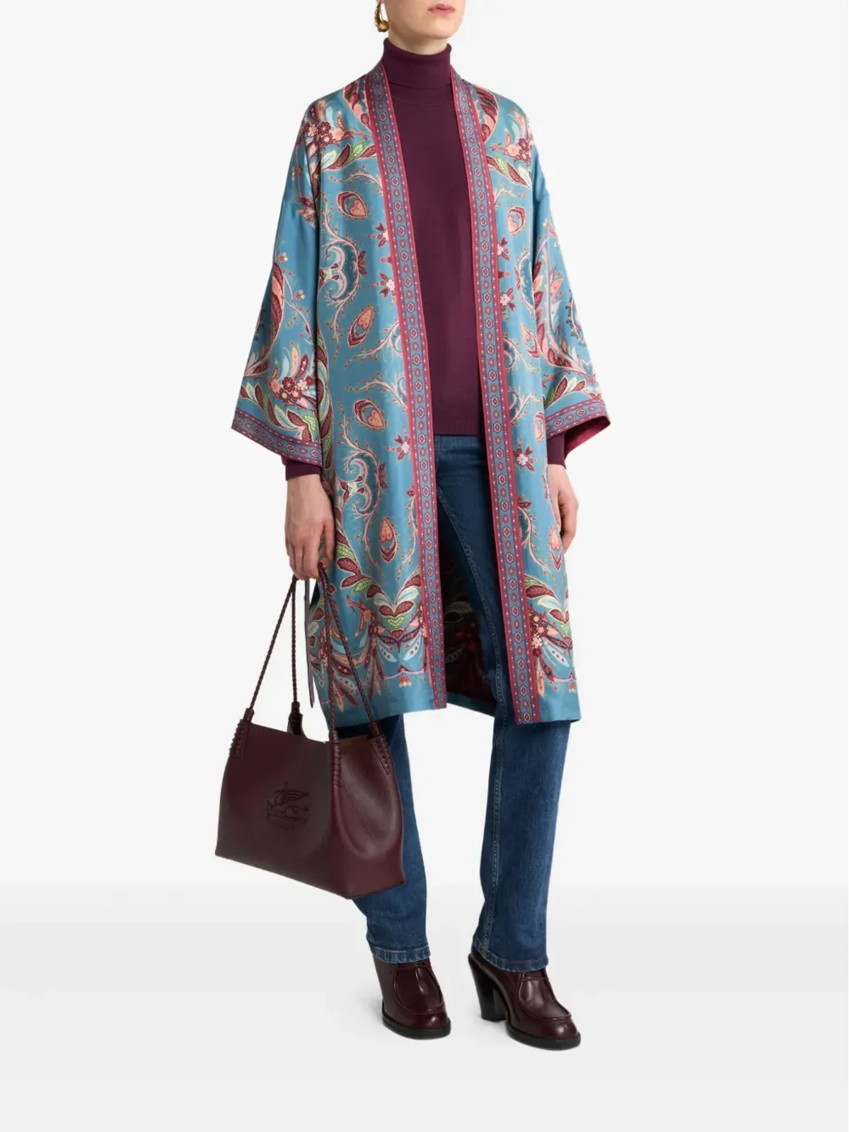 ETRO ケサ ペイズリー柄ベルト付きコート - 画像2