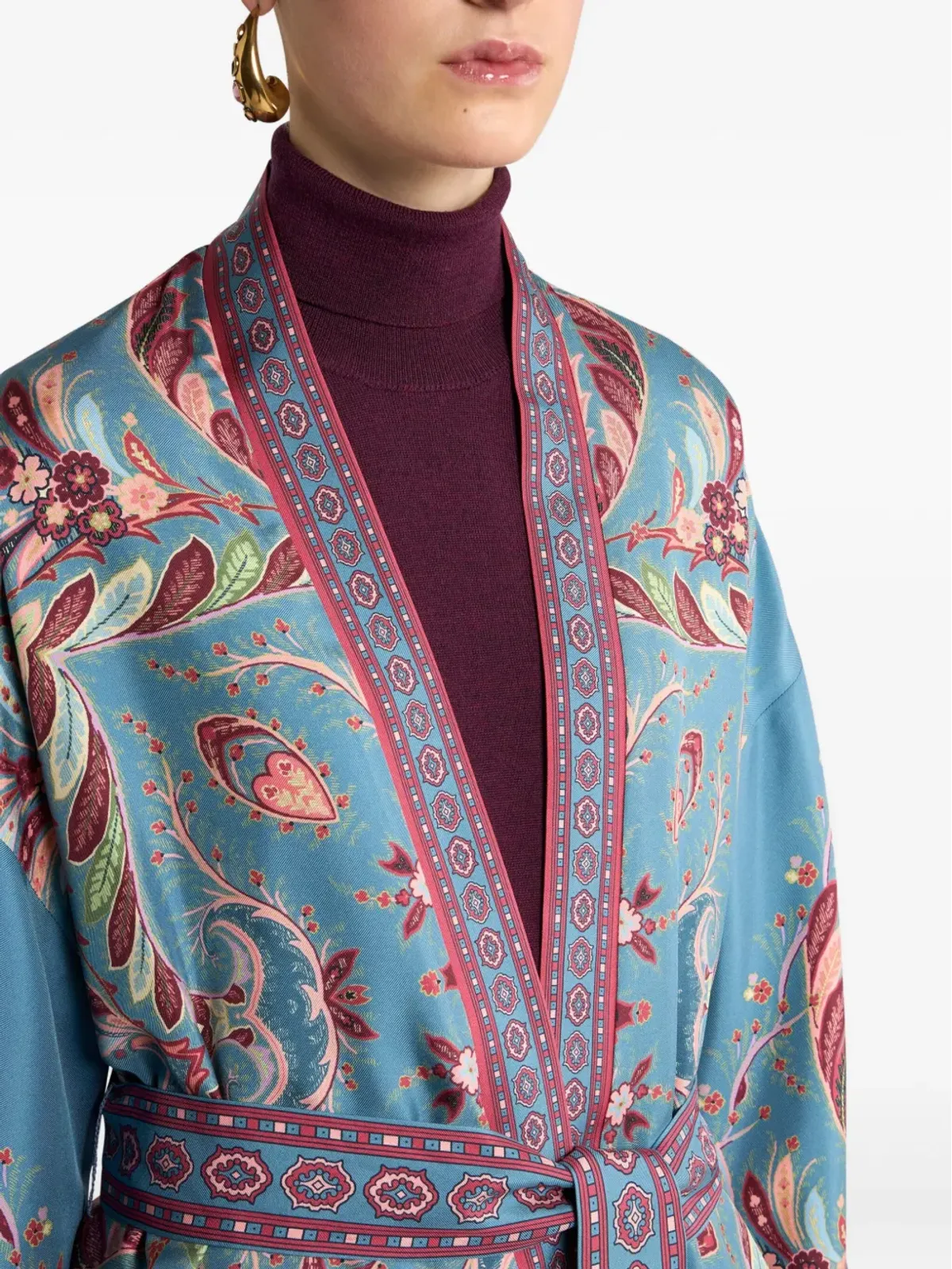 ETRO ケサ ペイズリー柄ベルト付きコート - 画像4
