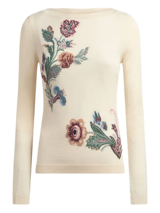 ETRO ETRO floral-jacquard sweater - Neutralsの商品画像