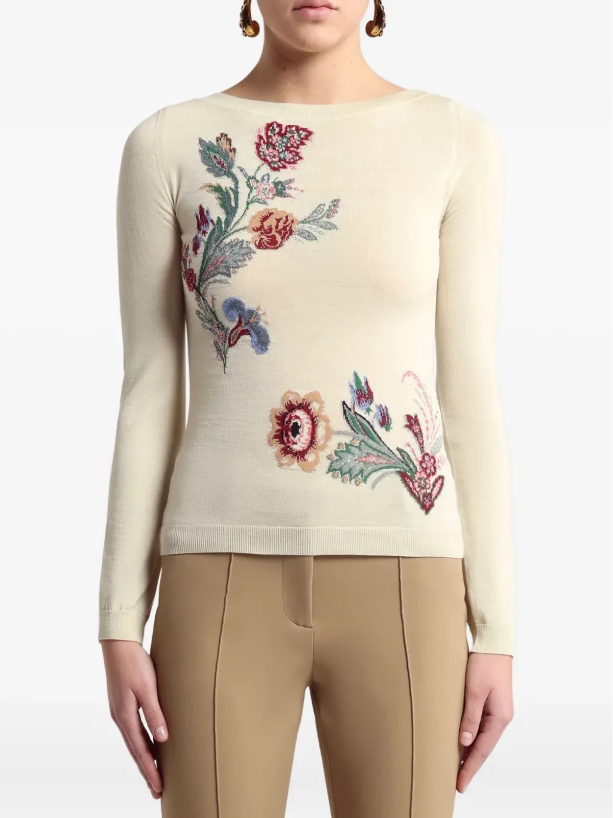 ETRO floral-jacquard sweater - Neutrals - 画像2