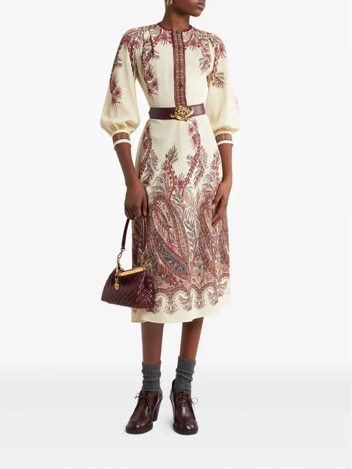 ETRO ペイズリープリント ボタンディテール ミディドレス - 画像2