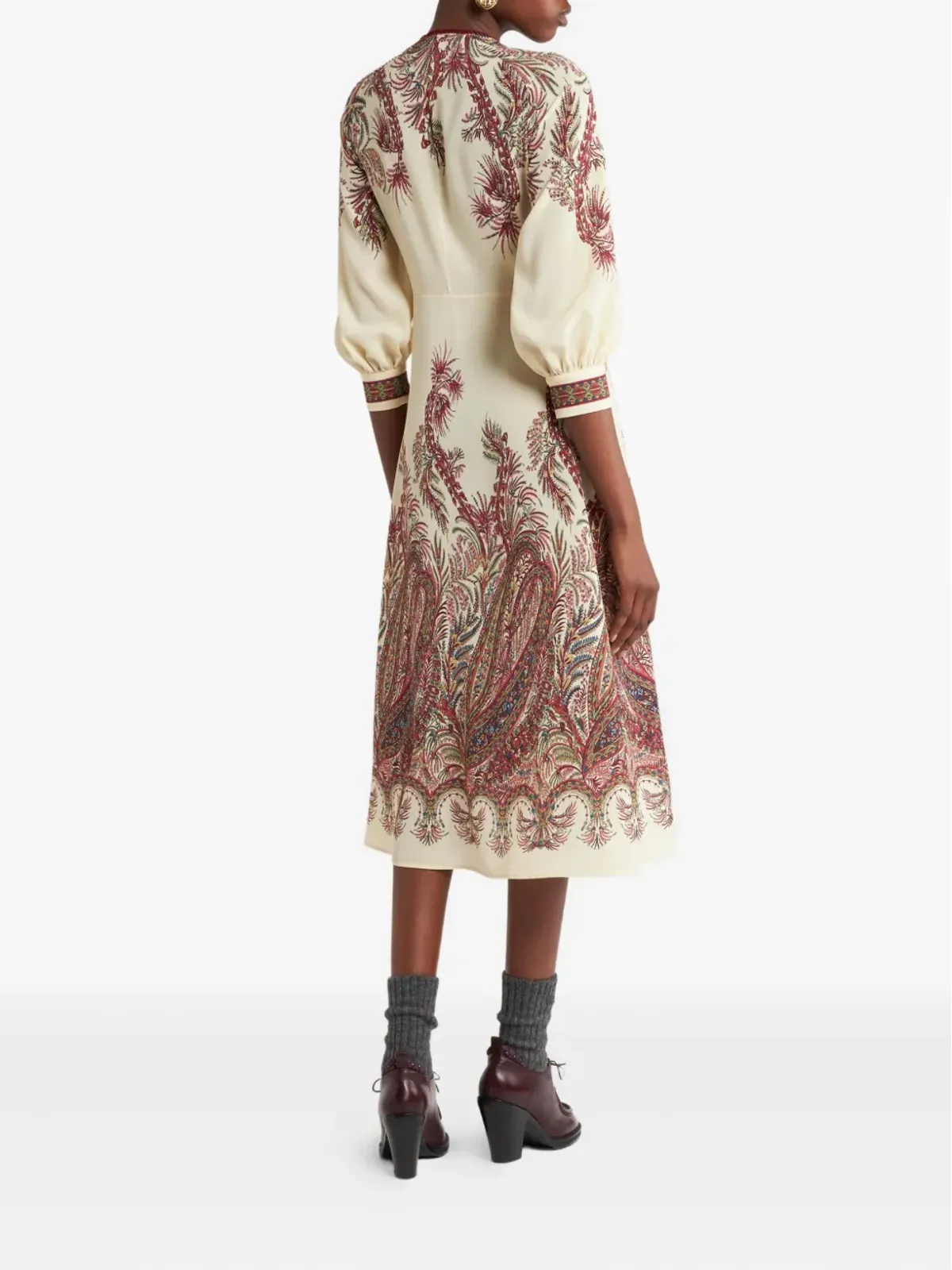 ETRO ペイズリープリント ボタンディテール ミディドレス - 画像3
