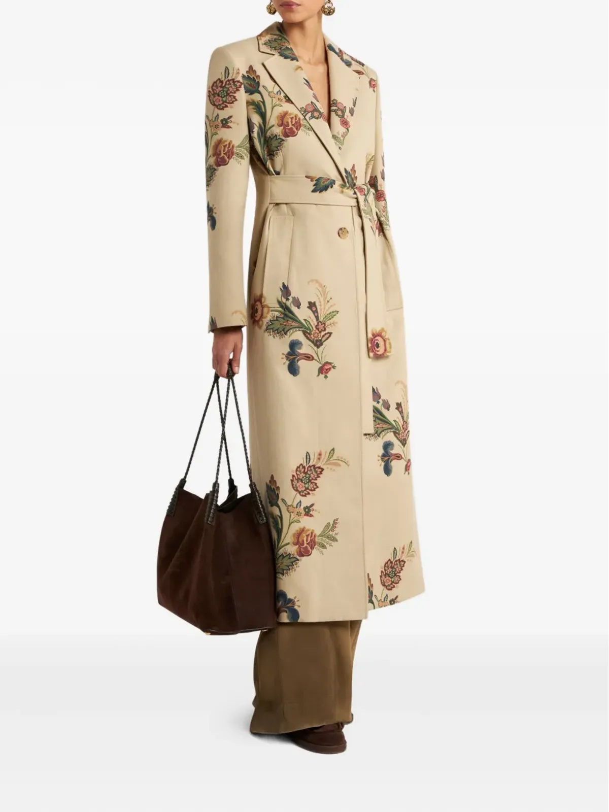 ETRO 花柄プリント ベルト付きコート - 画像2